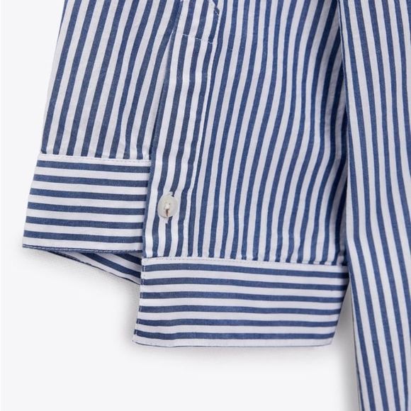 Zara Longline Striped Cotton Shirt New - Picture 6 of 12